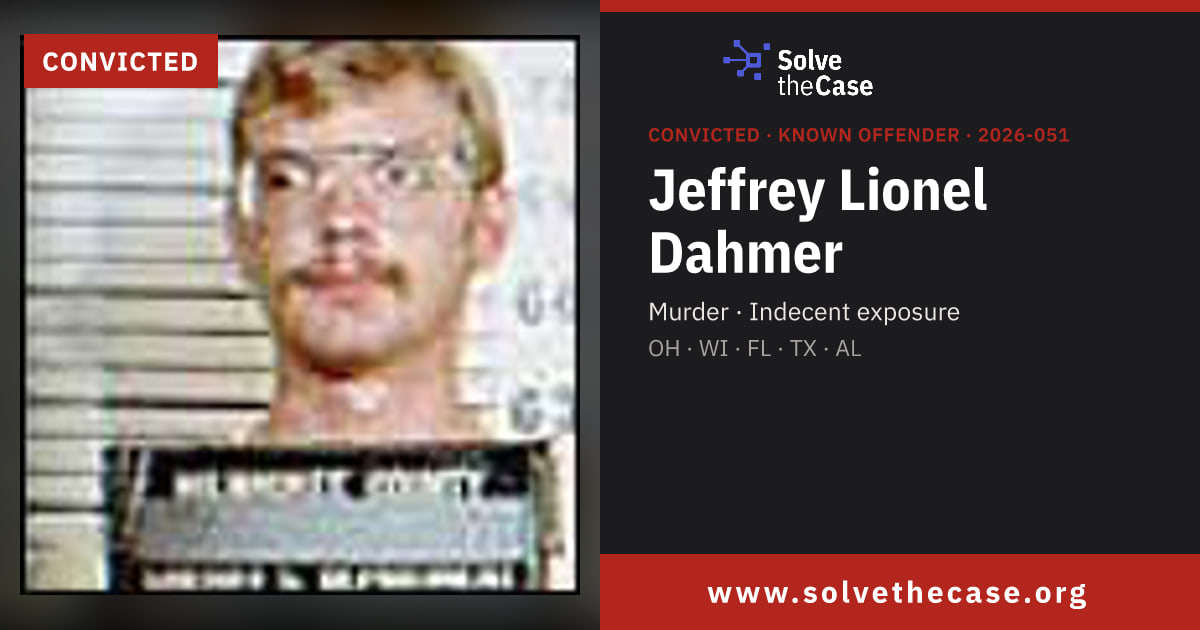 Postmortem Promises Jeffrey Lionel Dahmer | Known Offender Record: Murder / homicide ...